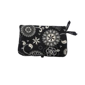 Thirty-One Cosmetic Jewerly Bag Travel Black White Paisley‎ Zipper Pockets